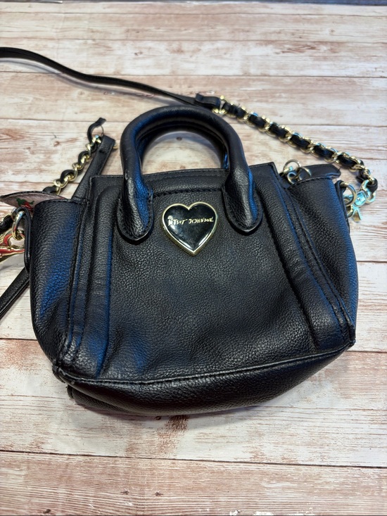 Betsey Johnson Handbags - Mini Betsey Johnson Black Mini Leather Satchel with Gold Heart Accent